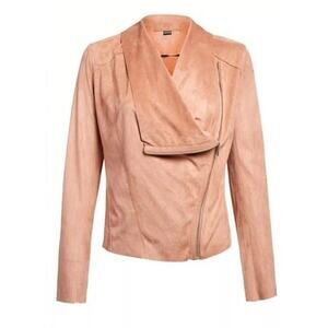 NWT BLANKNYC Honeycomb Faux Suede Drape Front Moto Jacket – Size M